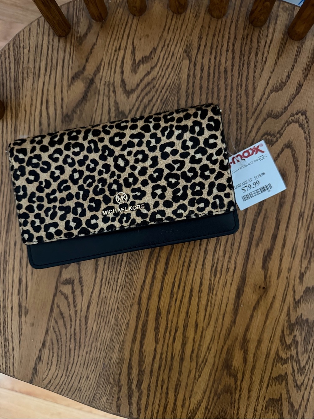 Michael Kors Leopard Print and Black Flap Card Holder